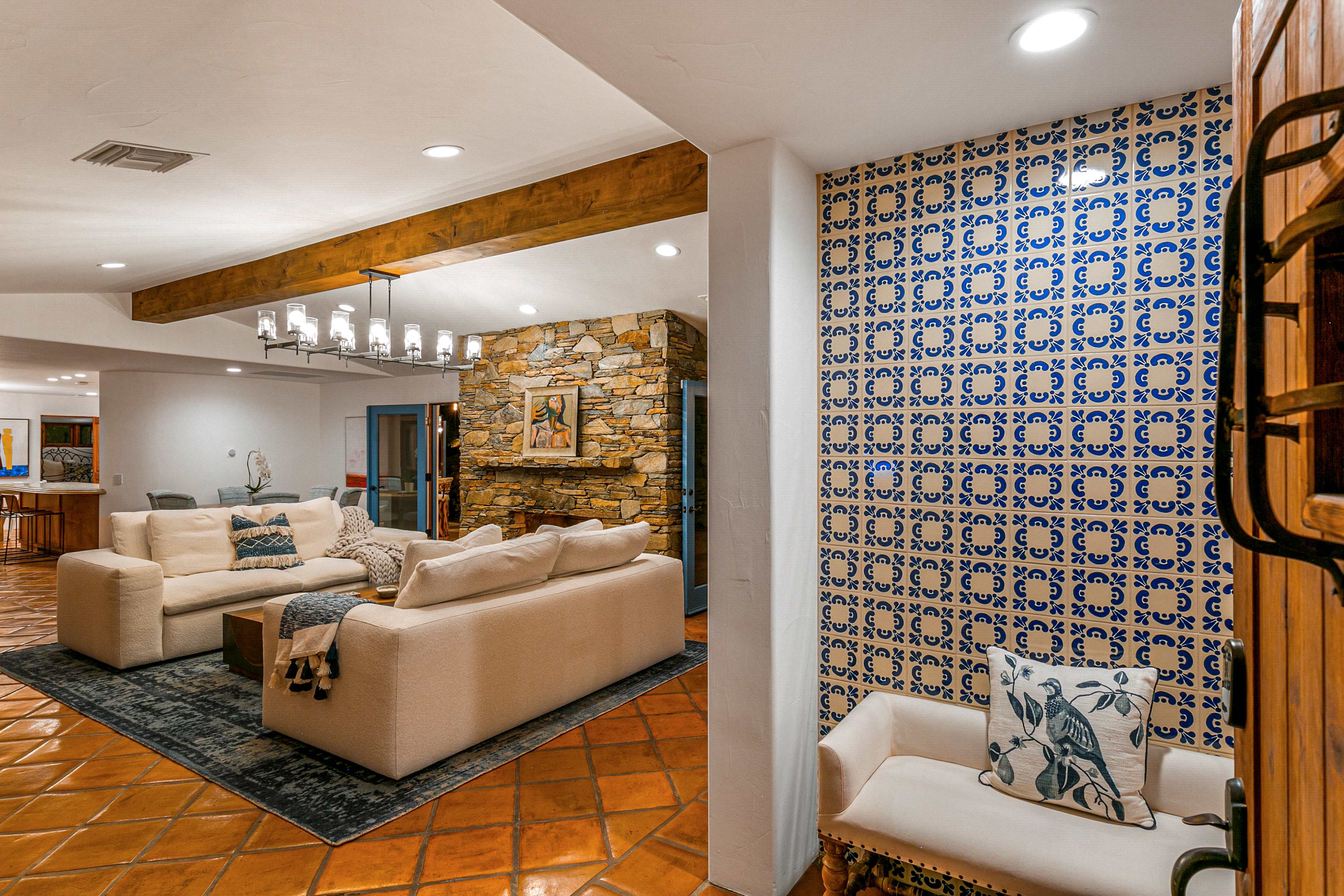 Living Room with Blue Accent Wall