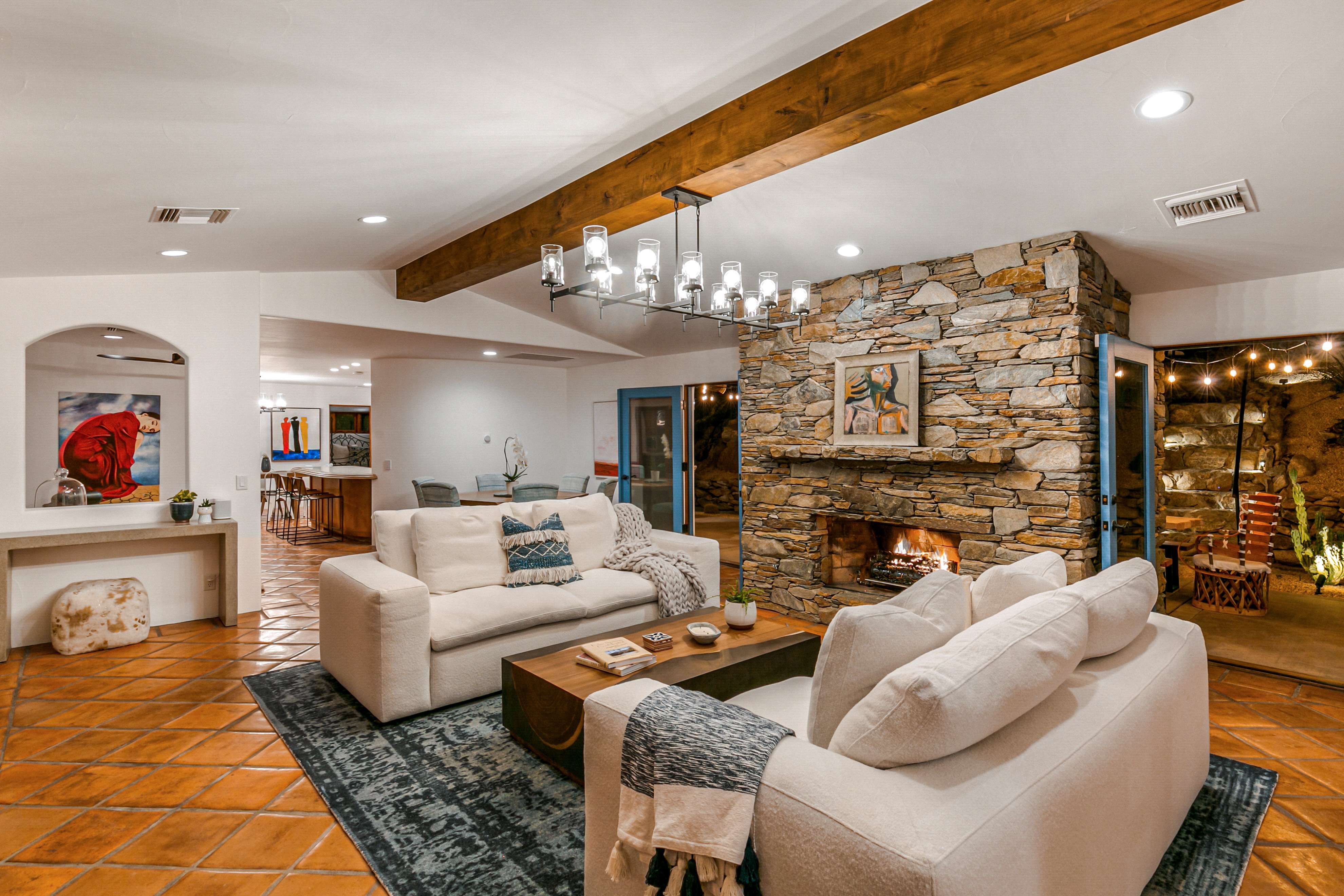 Main Living Area with Stone Fireplace