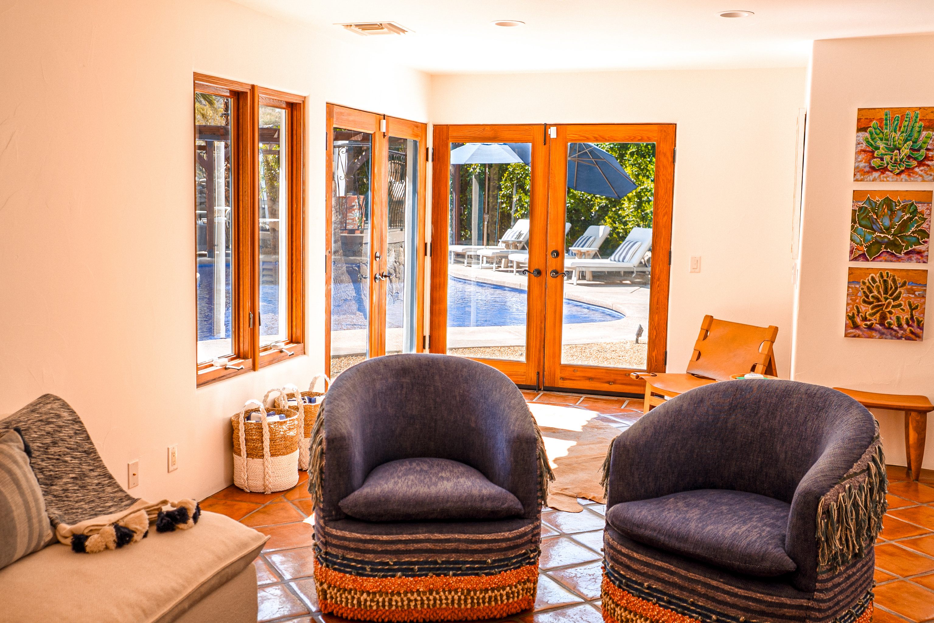 TV Area with Pool View