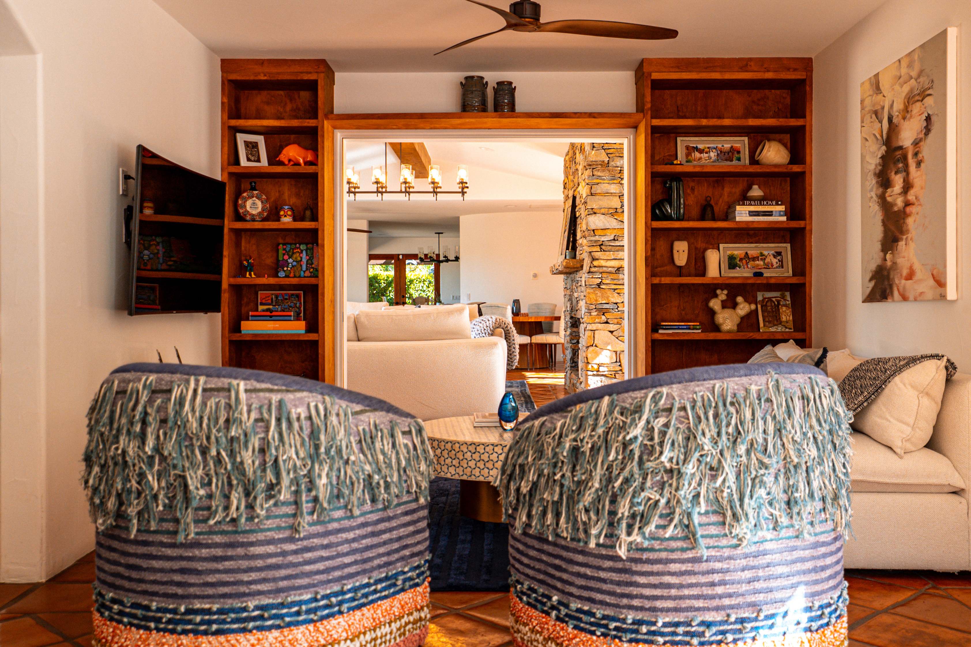 Media Room with Bookshelves