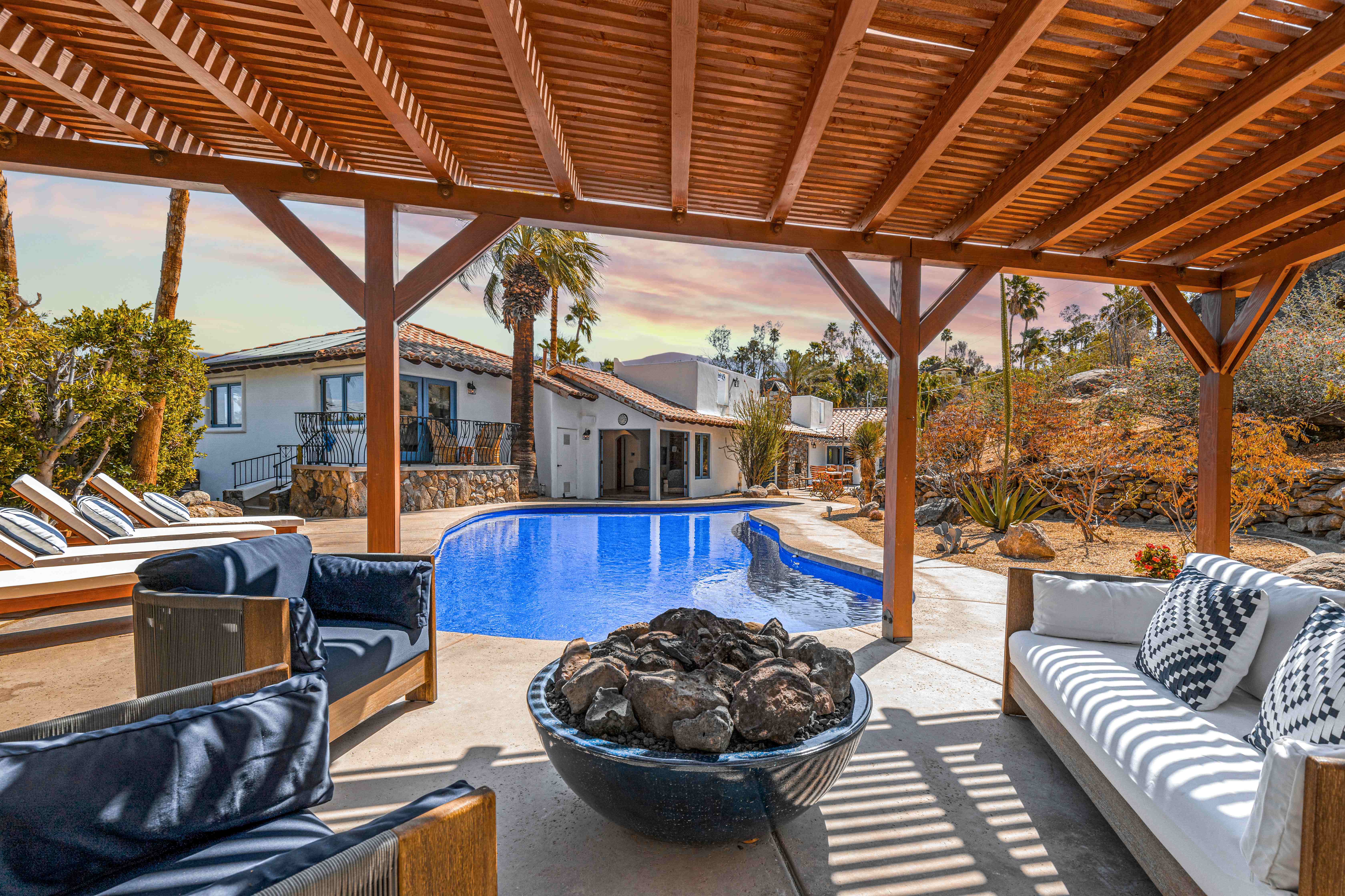 Covered Pergola with Fire Pit